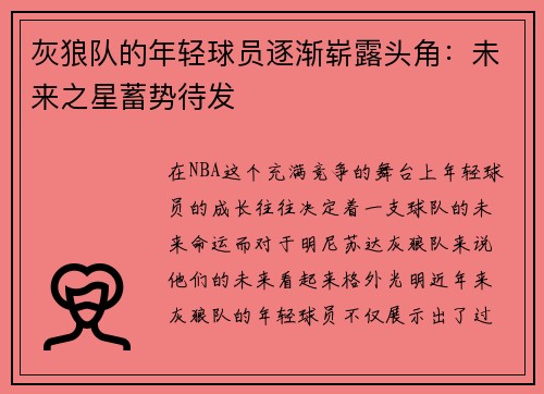 灰狼队的年轻球员逐渐崭露头角：未来之星蓄势待发