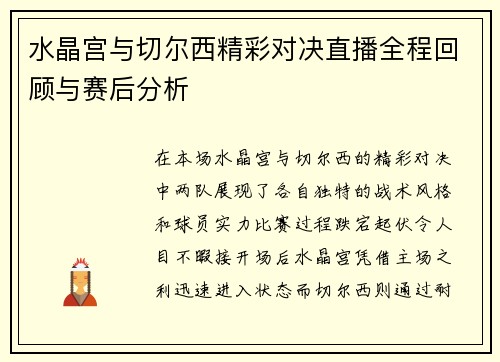 水晶宫与切尔西精彩对决直播全程回顾与赛后分析