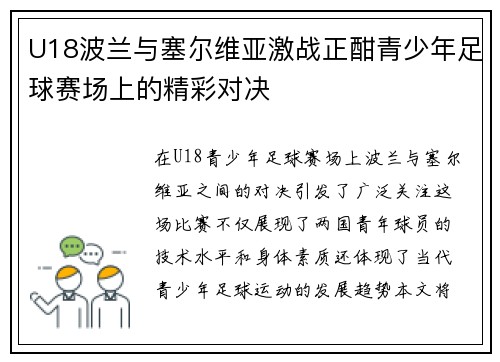 U18波兰与塞尔维亚激战正酣青少年足球赛场上的精彩对决
